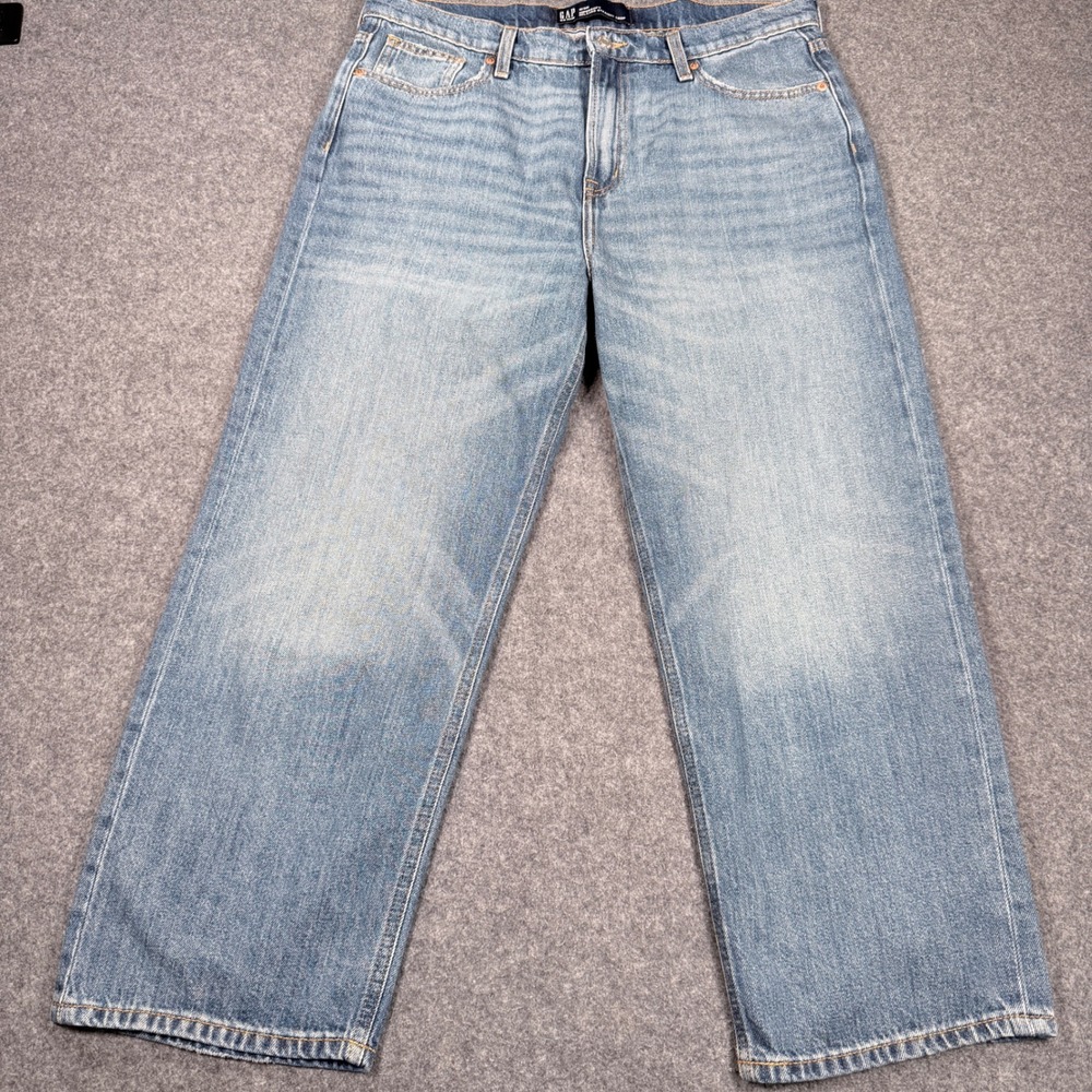 Gap Supersoft Relaxed Straight Crop Jeans Womens 12/31 Medium Wash